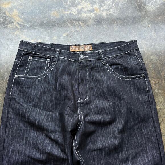 Rare Size EXTRA Baggy Southpole Raw‎ Black Denim Jeans - Picture 4 of 6